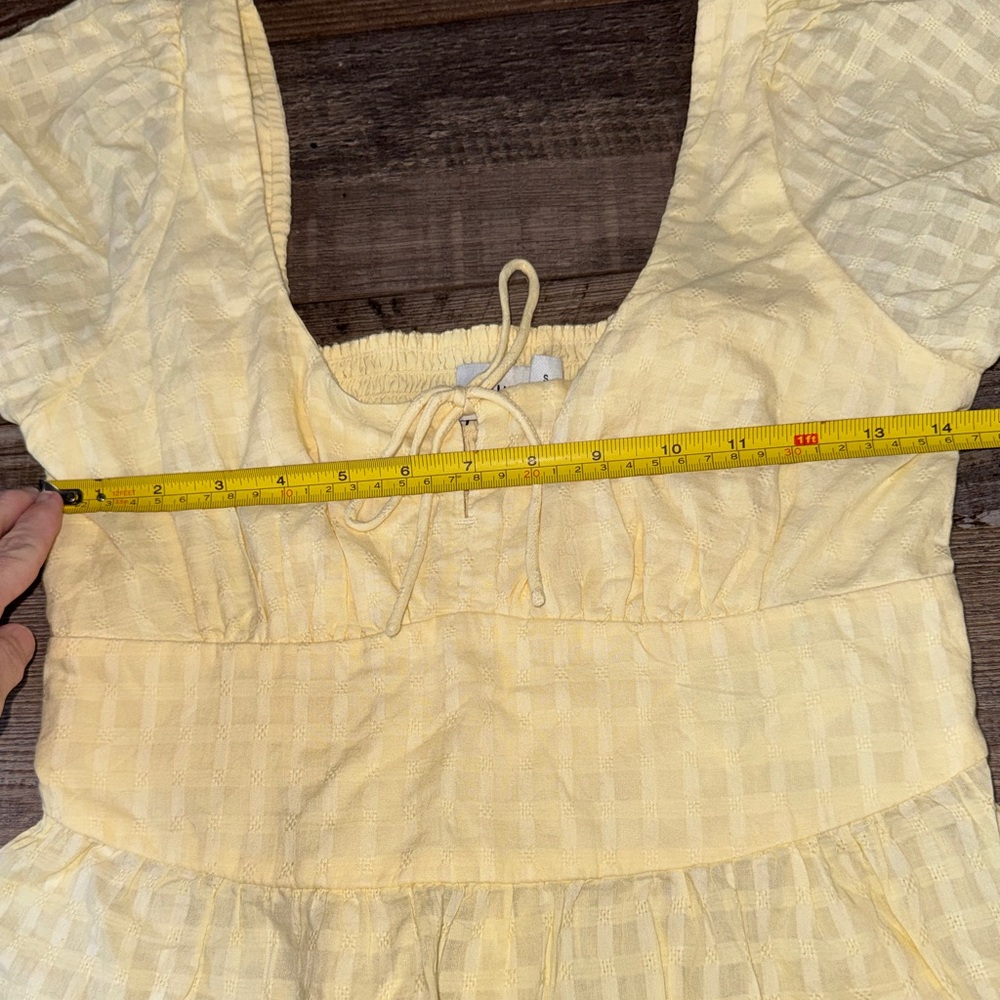 Hollister Yellow Puff Sleeve Peplum Top Small Smocked Cottagecore - Picture 6 of 7